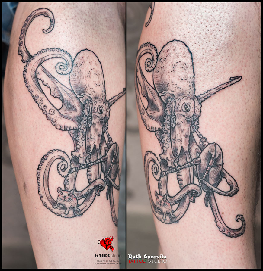 Ruth Cuervilu Tattoo - KM13 Studio - pulpo-gaita tatuaje