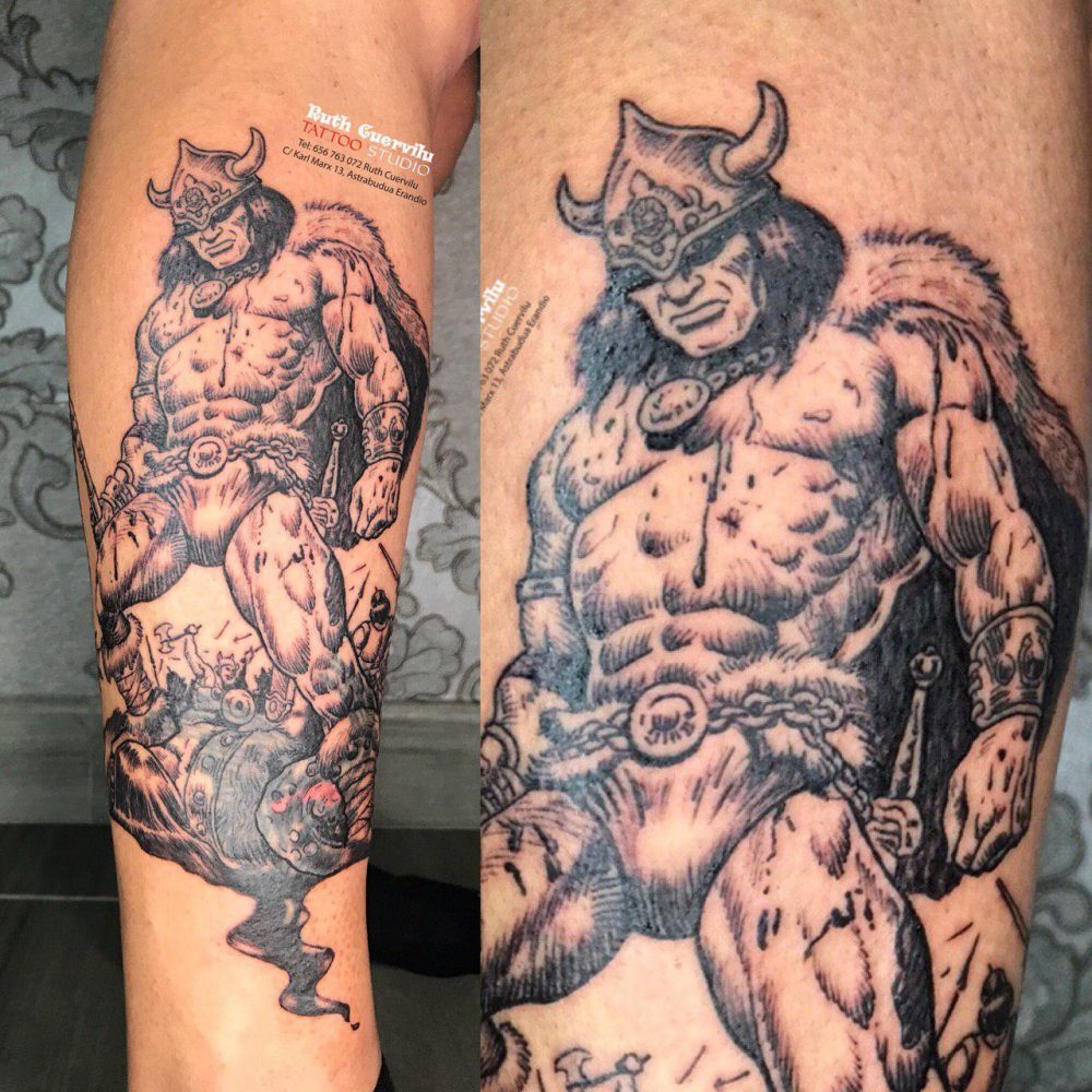 Conan the barbarian, el barbaro - Ruth Cuervilu Tattoo - KM13 Studio - Estudio de tatuajes en Erandio, Bizkaia