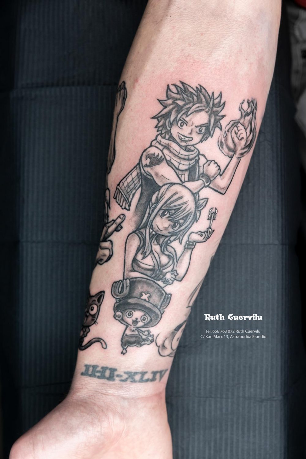 Tatuaje Brazo manga Fairy Tail One Piece Anime - Ruth Cuervilu Tattoo - KM13 Studio - Estudio de tatuajes en Astrabudua Erandio Getxo, Bilbao Bizkaia Basauri barakaldo portugalete