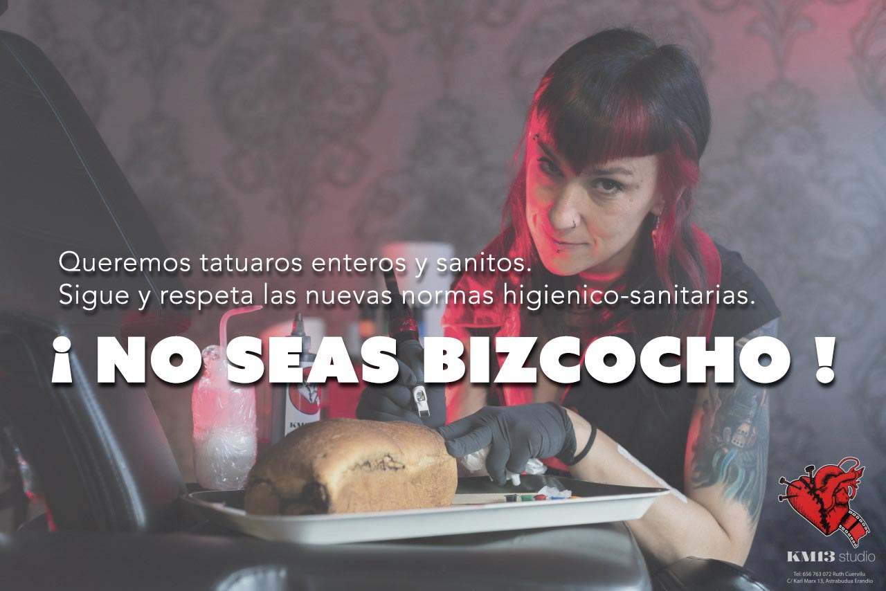 Normas covid-19 Ruth Cuervilu Tattoo – KM13 Studio No seas bizcocho