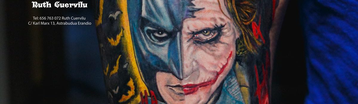 Tatuaje Realismo Batman Joker So serious - Ruth Cuervilu Tattoo - KM13 Studio - estudio de tatuajes erandio astrabudua bilbao bizkaia