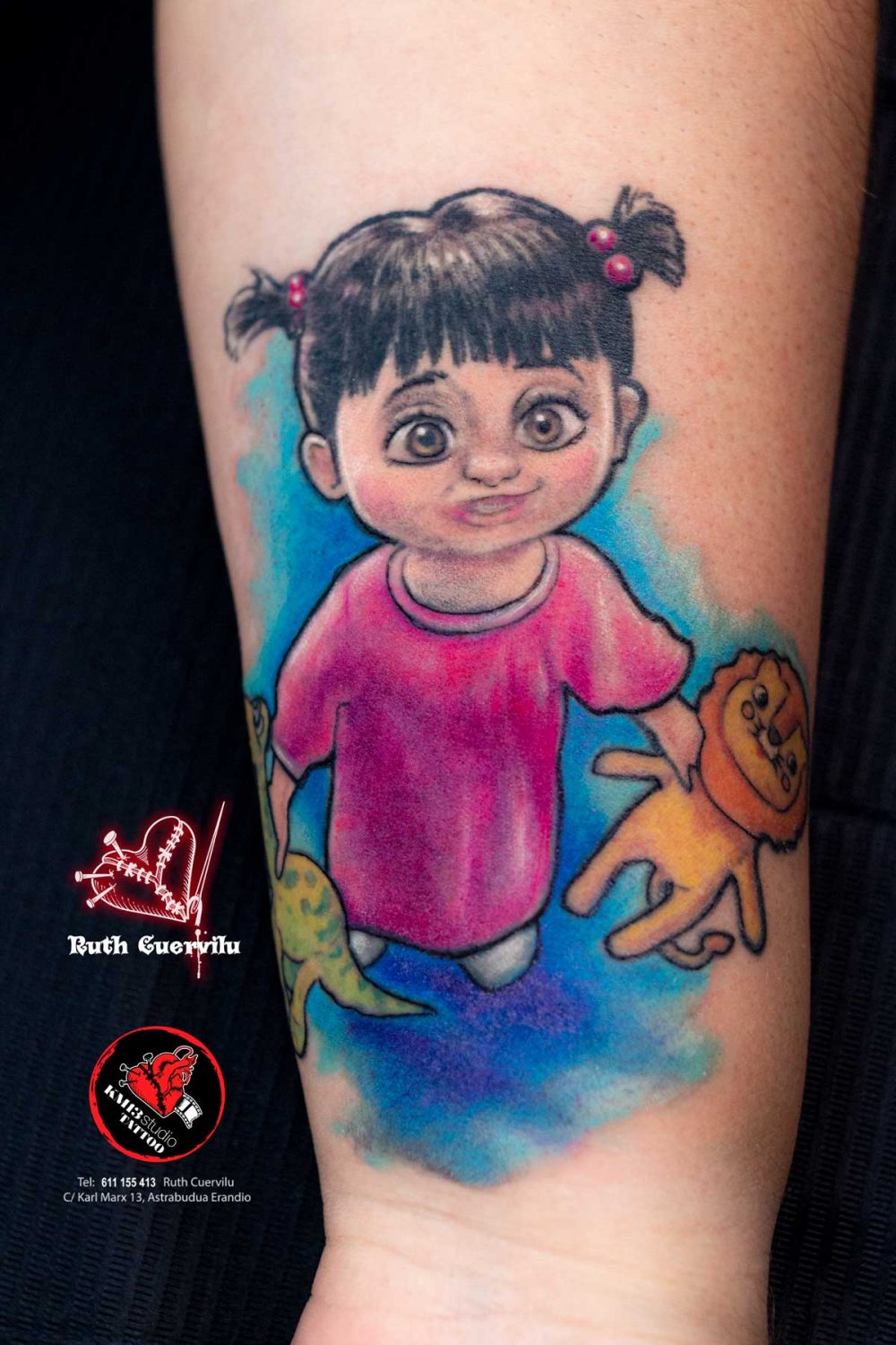 Tatuaje Boo Montruos SA - Monters Inc - Ruth Cuervilu Tattoo - KM13 Studio - estudio de tatuajes erandio astrabudua bilbao bizkaia